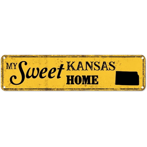 Kansas State Metal Sign My Sweet Home Kansas Metal Tin Sign America State Name 4"x16" Windproof Farmhouse Iron Painting for Store Bar Home Beer Pub Garage