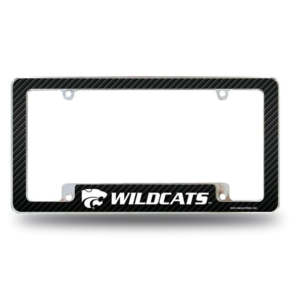 Kansas State Wildcat's Chrome Metal License Plate Frame - Carbon Fiber Look