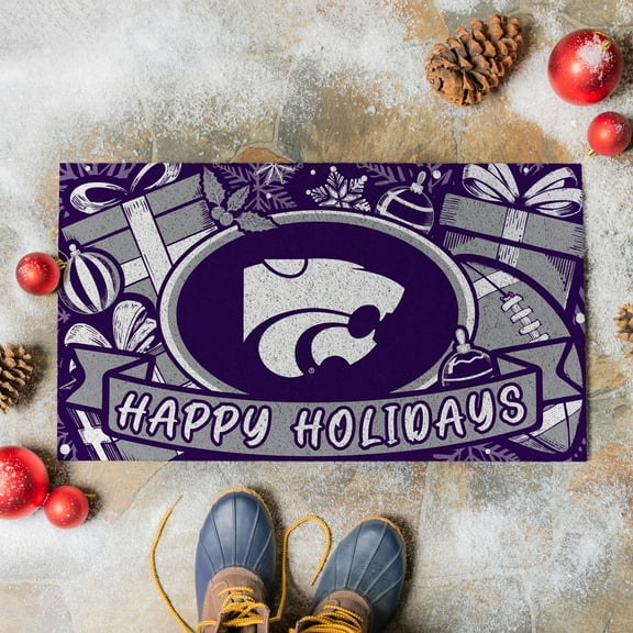 Kansas State Wildcats 28" x 16" Happy Holidays Christmas Turf Door Mat