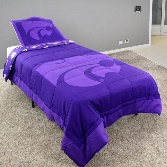 Kansas State Wildcats 3 Pc Reversible Cotton Comforter Set, 1 Comforter, 2 Shams, King