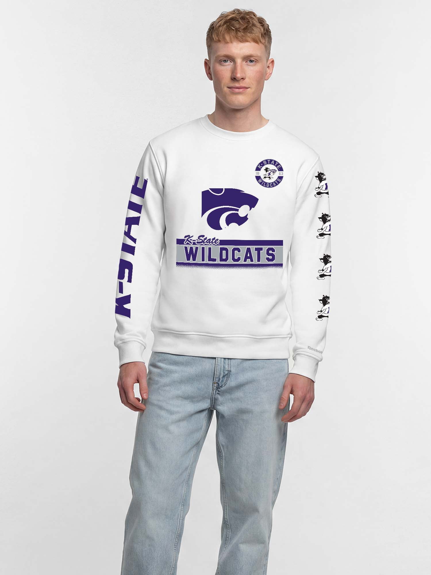 Kansas State Wildcats Reebok Mens White Crew Sweatshirt