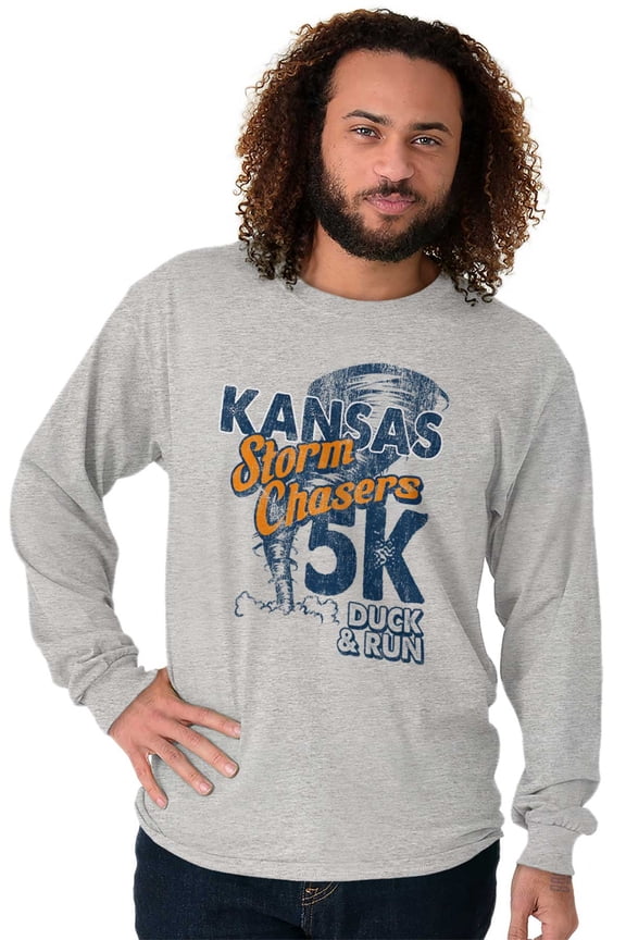 Kansas Storm Chasers Tornado Twister Plus Size Long Sleeve Graphic Tee Shirt Brisco Brands 3X