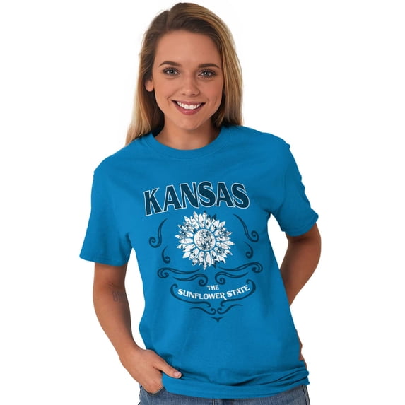 Kansas Sunflower State Pretty Floral Women's Graphic T Shirt Tees Brisco Brands 2X