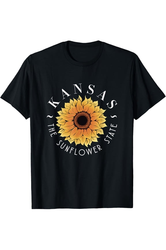 Kansas The Sunflower State | America USA | Kansasian T-ShirtMen and women, Black T-shirt, size: Extra large