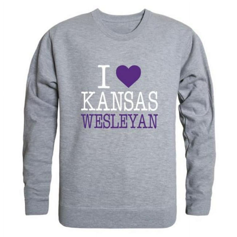 Kansas Wesleyan University Coyotes I Love Crewneck Sweatshirt Heather Grey Large Walmart