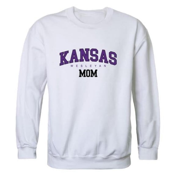 Kansas Wesleyan University Coyotes Mom Crewneck Sweatshirt, White - Small