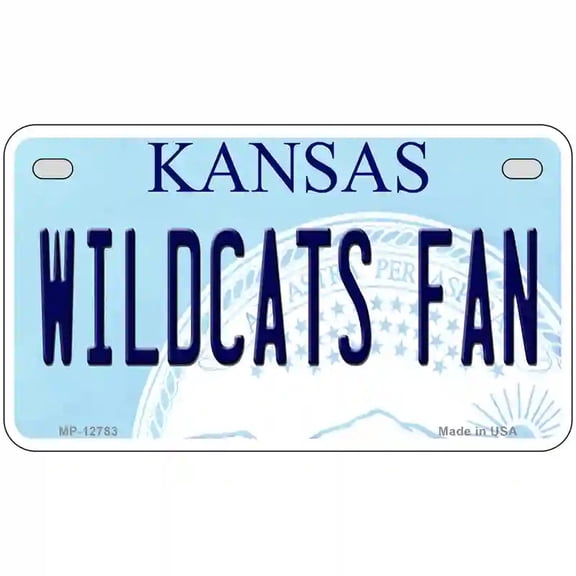 Kansas Wildcats Fan Novelty Metal License Plate Tag 7" x 4" Motorcycle (MP)