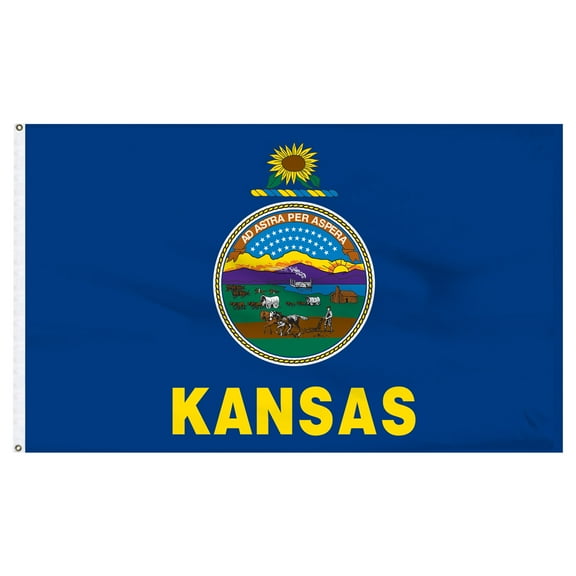 Kansas 2x3ft Nylon Flag with Pole Hem Only - Banner