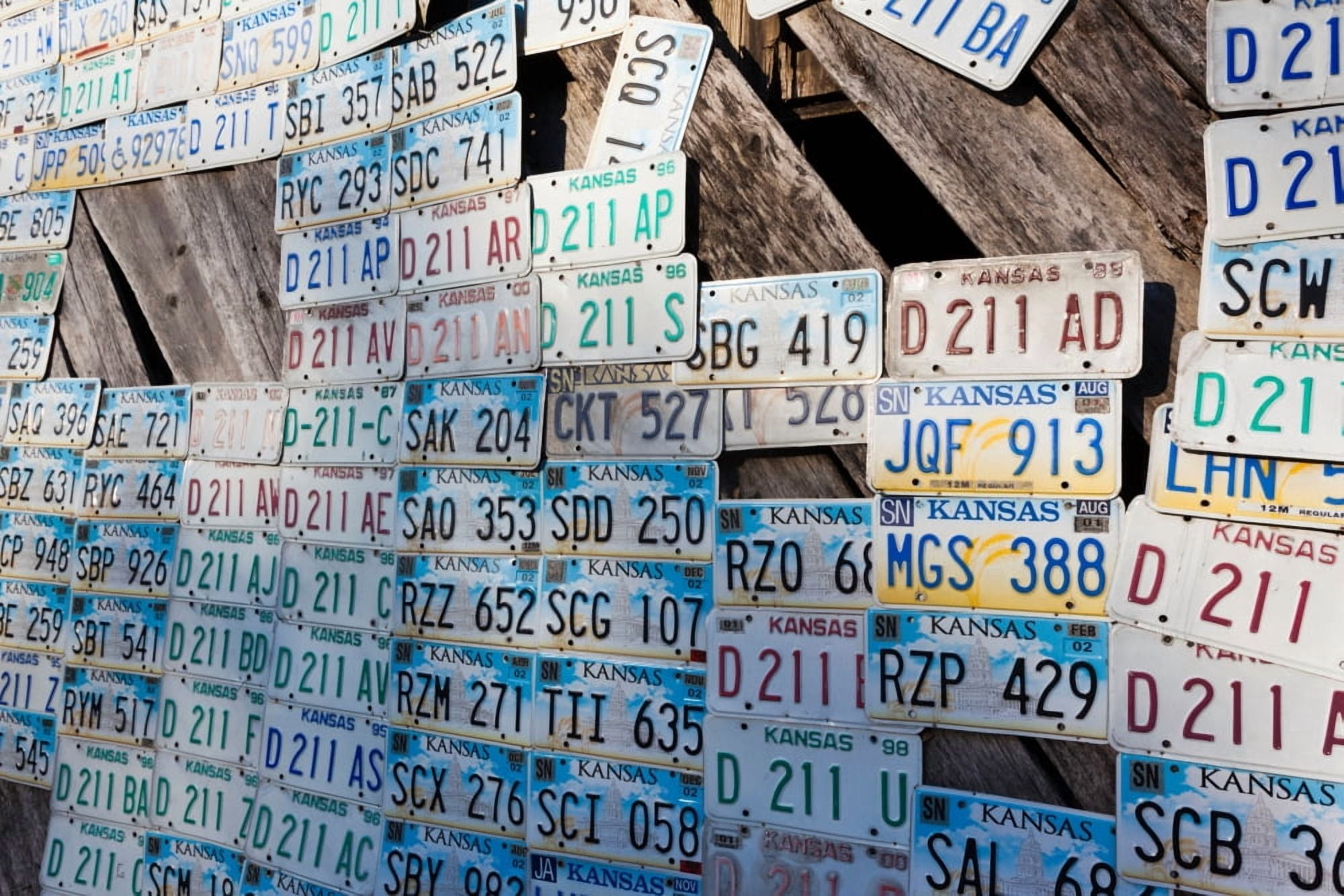 Kansas license plates at Art Park designed by Ron Lessman Truckhenge Topeka Kansas USA Canvas Art - Panoramic Images (18 x 24)