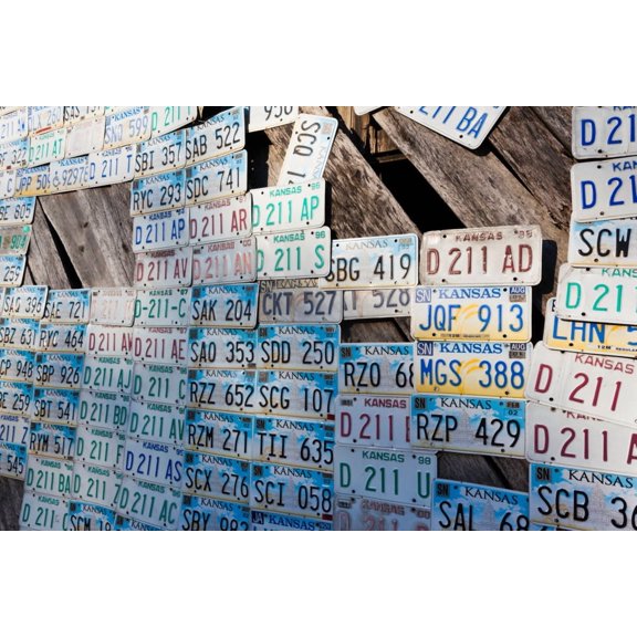 Kansas license plates at Art Park designed by Ron Lessman, Truckhenge, Topeka, Kansas, USA Poster Print (18 x 24)