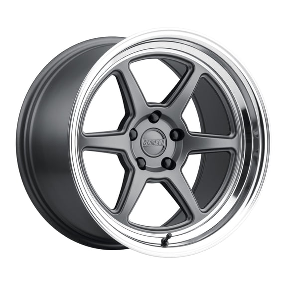 Kansei K14G Roku 18x10.5in / 5x108 BP / 12mm Offset / 63.4mm Bore - Grey & Machined Lip Wheel