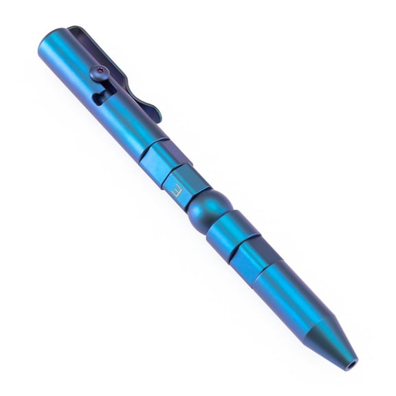 Kansept Customizer Titanium BoltAction Pen,Blue Anodized Titanium with LOVE Pattern Designed by Kevin Passon,G013P3