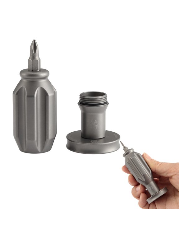 Drive R Saurus Bit Driver Multitool, Beadblasted Titanium Palm Tool with Spinner Top, Designed by Jesse Pauley, G018P1