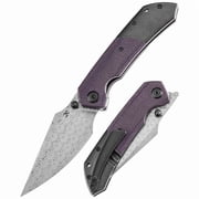 Kansept Fenrir Fold Knife Damascus Blade,Titanium and Micarta Handle,Sparrow Knife Designers,K1034Z2
