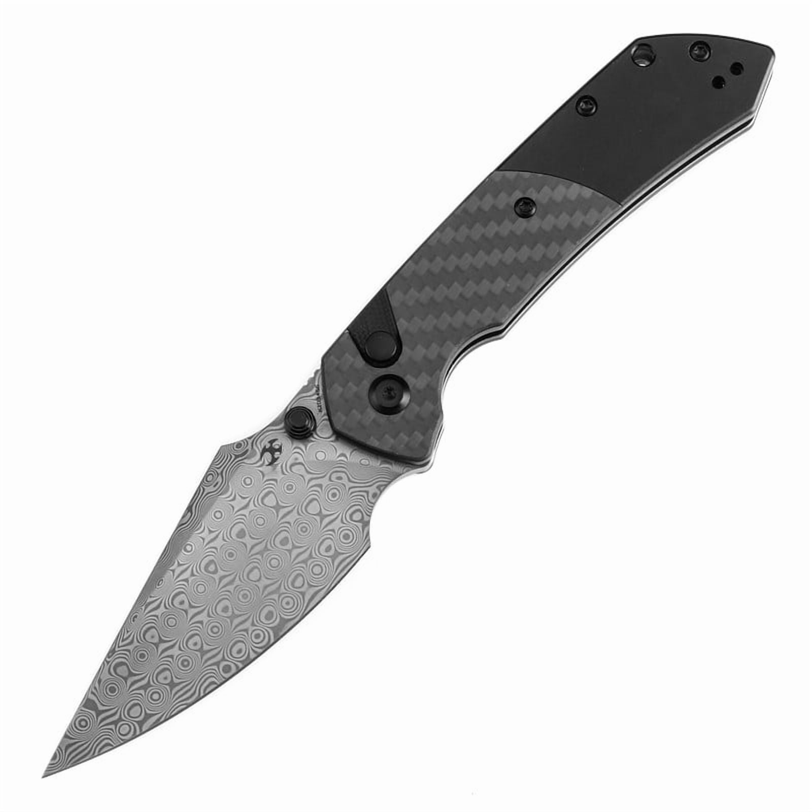 Kansept Fenrir Folding Pocket Knife 3.45''Damascus Blade,Carbon Fiber With Aluminum Handle,K1034S6