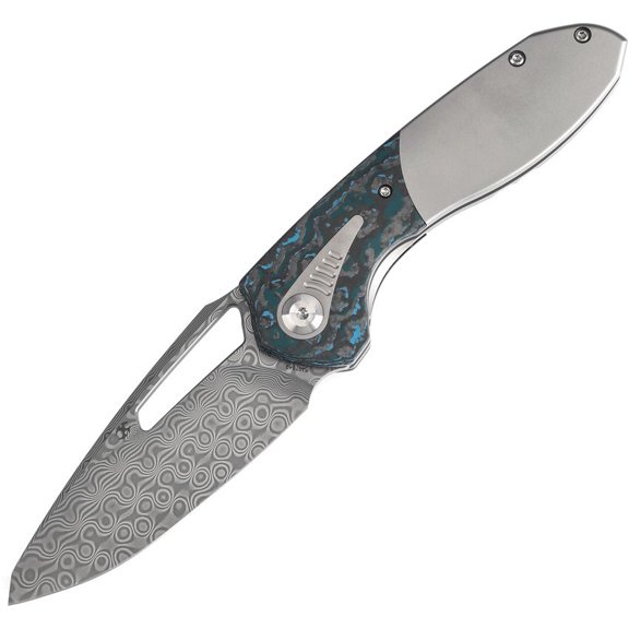 Kansept Knives Thoth Bolster Lock Storm CF Damascus titanium