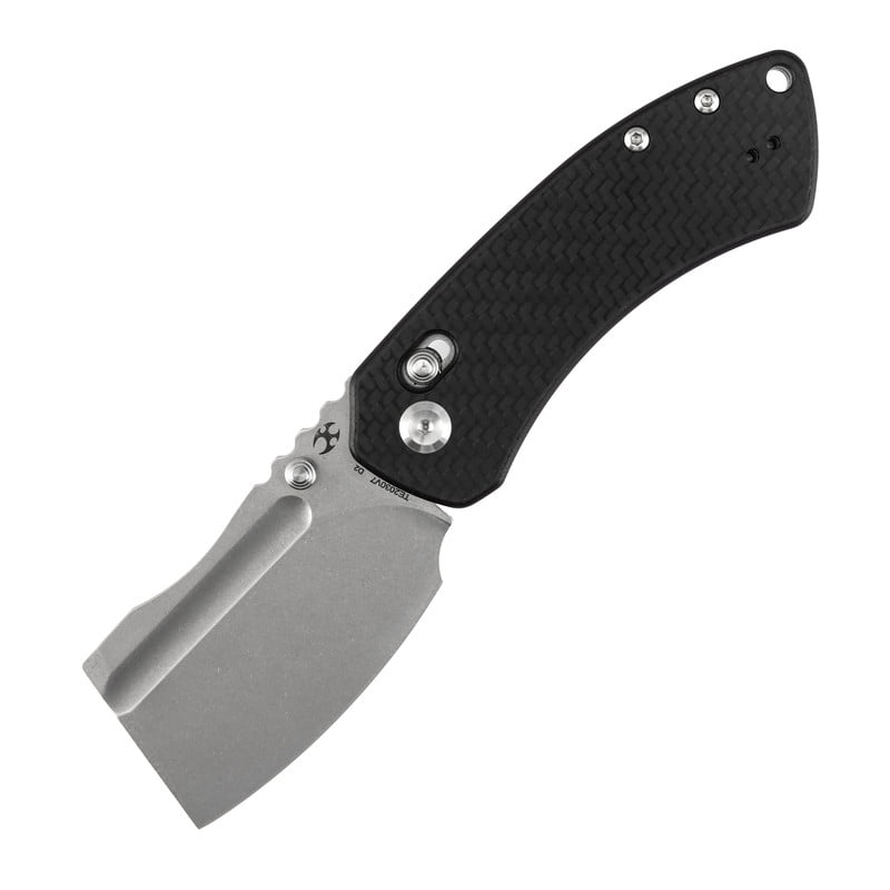 Kansept Korvid V Folding Pocket Knife 2.91" Stonewashed D2 Blade,Twill Carbon Fiber & G10,TE2030V7