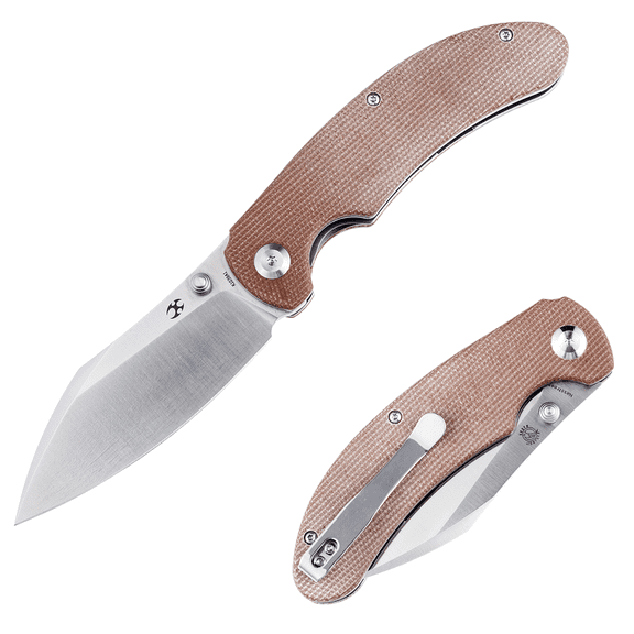 Kansept Nesstreet Folding Pocket Knife 3.58'' CPM-S35VN Blade,Brown Micarta Handle,K1039A1