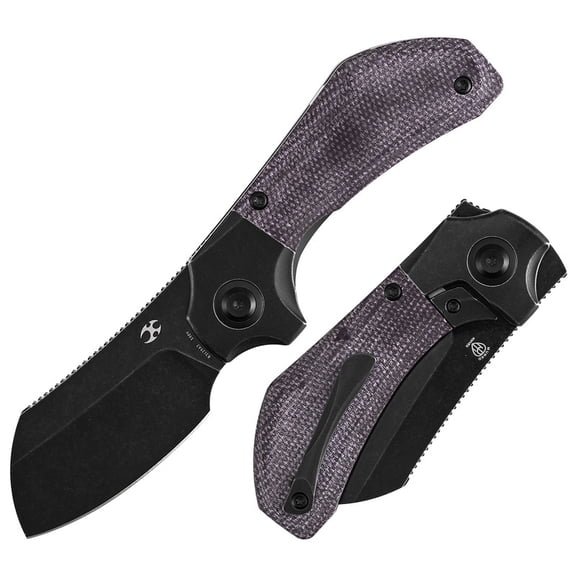 Kansept Pluto Fold Knife Blackwash S90V ,Blackwash Titanium and Purple Micarta Handle,Munko Knives Designers,K3129A2