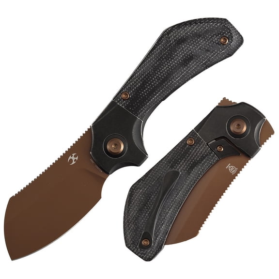 Kansept Pluto Fold Knife Rose Gold S90V ,Blackwash Titanium and Black Micarta Handle,Munko Knives Designers,K3129A4