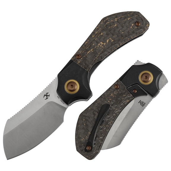 Kansept Pluto Fold Knife Satin S90V ,Blackwash Titanium and Fatcarbon Handle,Munko Knives Designers,K3129A1