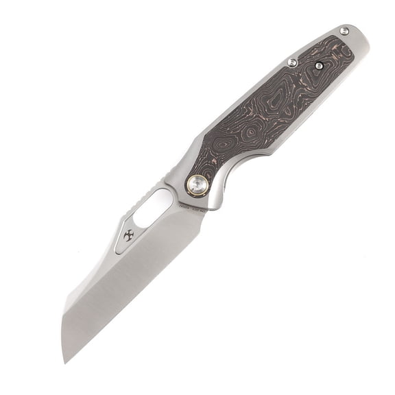 Kansept Tuckamore Folding Pocket Knife 3.54" CPM 20CV Blade,Titanium +Copper Carbon Fiber Handle,K1052A2