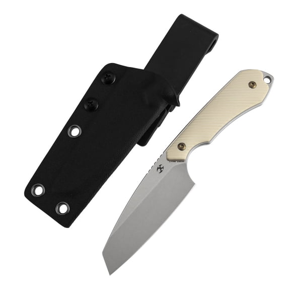 Kansept Valk Fixed Blade 3"Stonewashed Nitro V Blade, Ivory G10 Handle,Sparrow Knife Design,G019A3,With Sheath