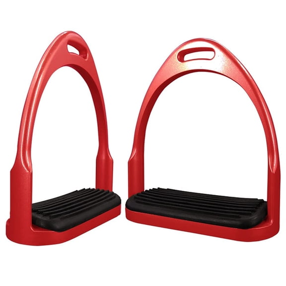 Kansholo 1 Pairs High Strength Stirrups, red Engineering cast aluminum with Non Slip Rubber Pad Horse Riding Tool Accessories