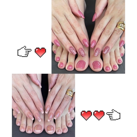 Kanstar 96-Piece Cat Eye Heart Nail Set, Reusable Stick-On Nails with Jelly Glue & Buffing Bar