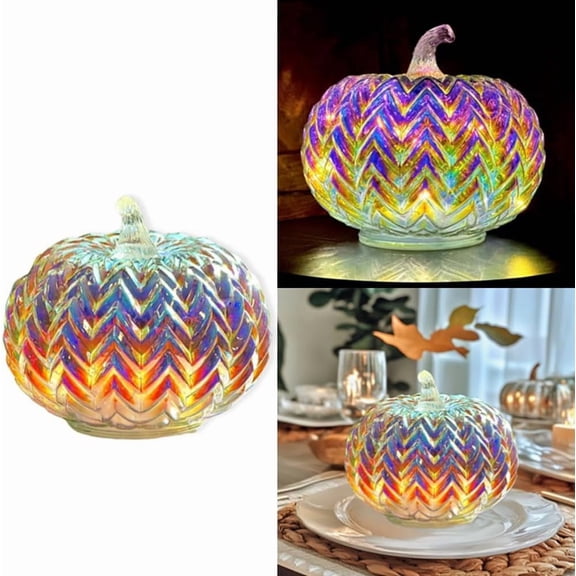 Kanstar Mercury Glass Pumpkin Light with Timer for Halloween, Fall and Thanksgiving Decor