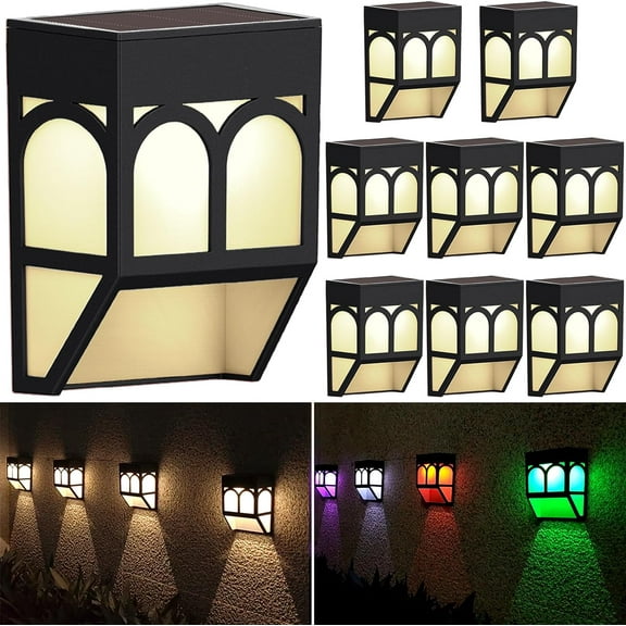 Kanstar Pack of 4 Solar Powered Color Changing Mount Light Outdoor Landscape Garden Yard Fence Warm White