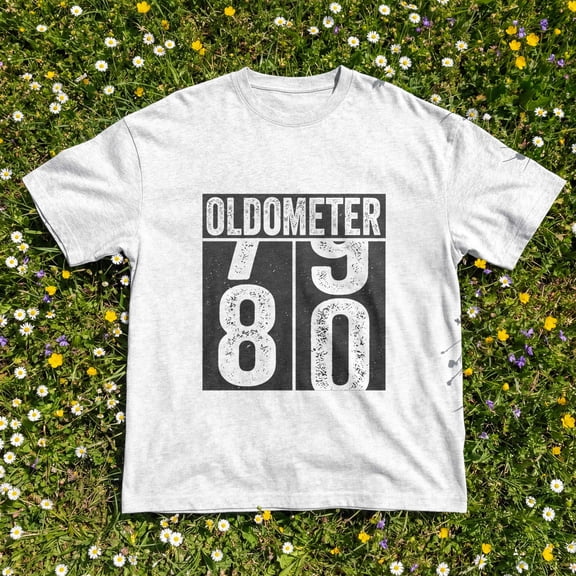 Kantaco 80th Birthday Oldometer T-Shirt, Funny 80 Years Old Graphic Shirt, Milestone Gift Tee