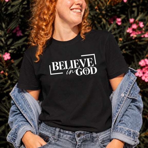 Kantaco Believe In God Christian T-Shirt, Cross Faith Graphic Tee Religious Apparel