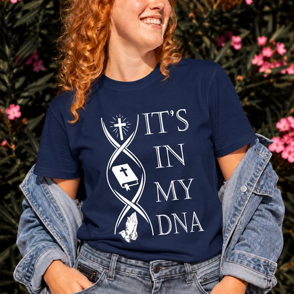 Kantaco Christian Faith In My DNA T-Shirt, Religious Cross Bible Graphic Tee, Inspirational Gift for Believers