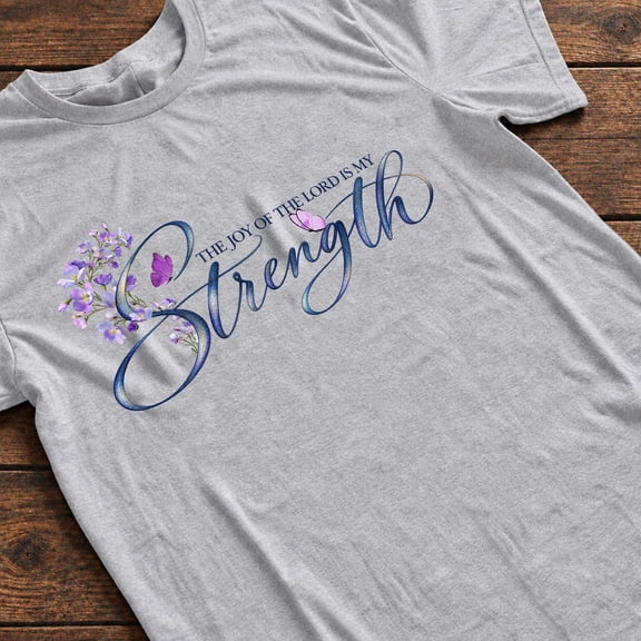Kantaco Joy Of The Lord Is My Strength T-Shirt, Christian Floral Faith Tee, Bible Verse Gift for Women