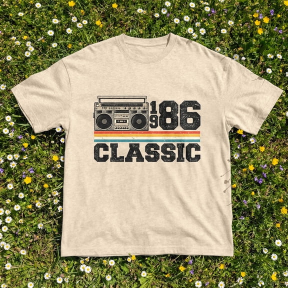 Kantaco Vintage 1986 Classic Boombox T-Shirt, 80s Retro Cassette Graphic Tee, Birthday Gift for Men Women
