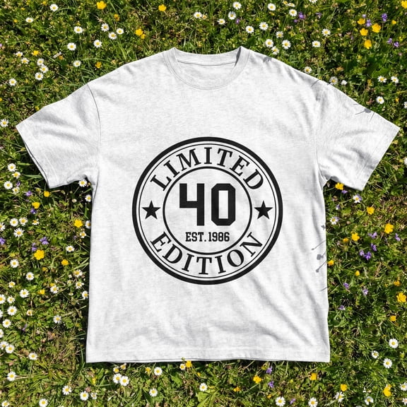 Kantaco Vintage 1986 Limited Edition 40th Birthday T-Shirt, Retro Badge Graphic Tee, Gift for Men and Women