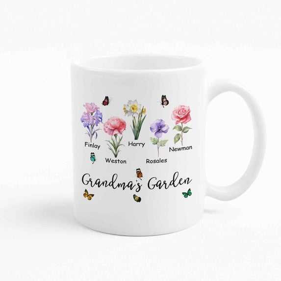 Kantapro Custom Birth Month Flower, Grandma's Garden, Mothers Day Mug 11oz