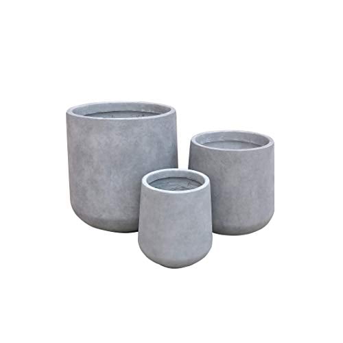 Set of 3 Gray Lightweight Concrete Footed Tulip Planters