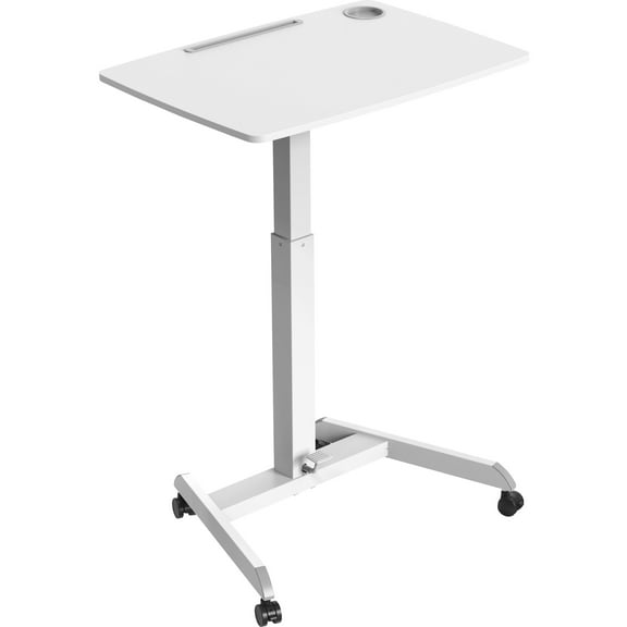 Kantek Adjustable Height Mobile Sit Stand Desk  22 Table Top Length x 3150 Table Top Width  49 Height  Assembly Required  White  Melamine Top Material