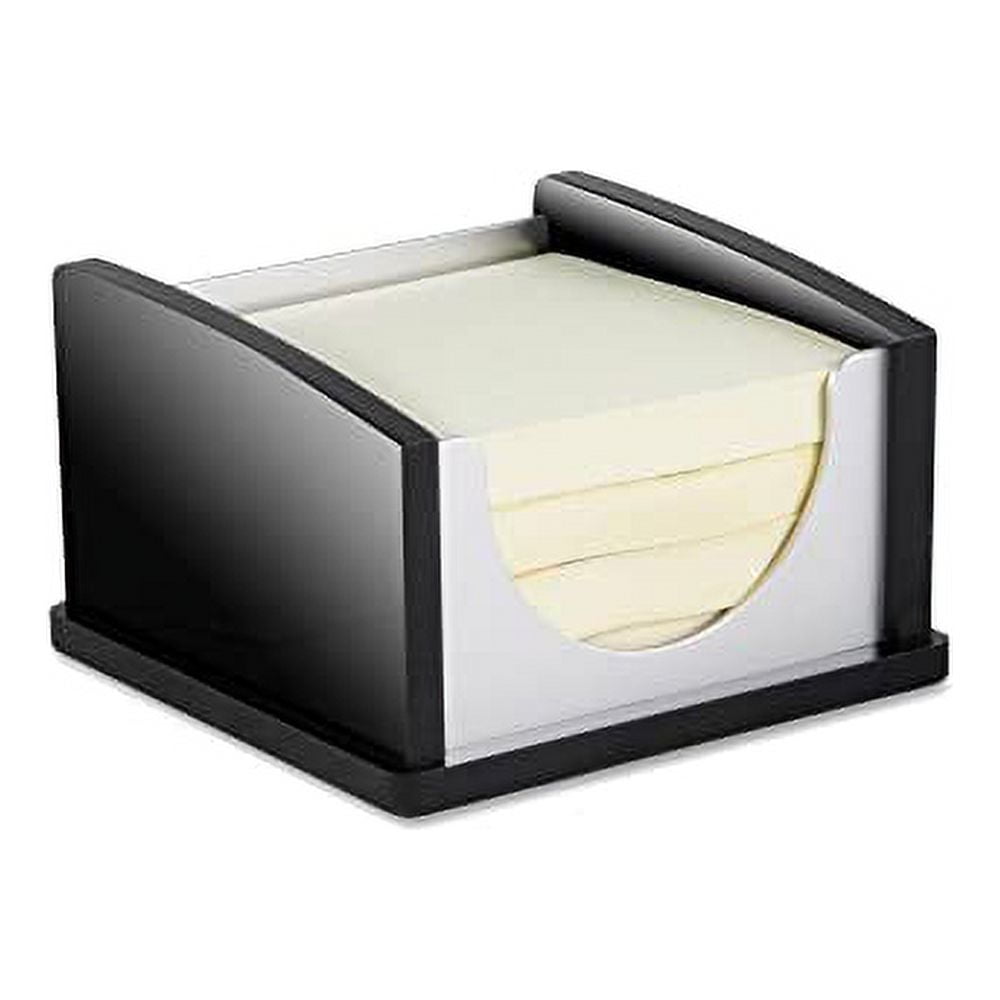 Kantek Black Acrylic and Silver Aluminum Sticky Note Dispenser, 3"x3" Self Stick Note Pad Holder