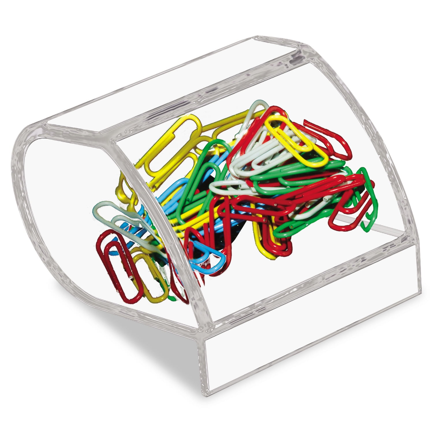 Kantek Clear Acrylic Desktop Paper Clip Holder, 3in x 4in x 3.5 in