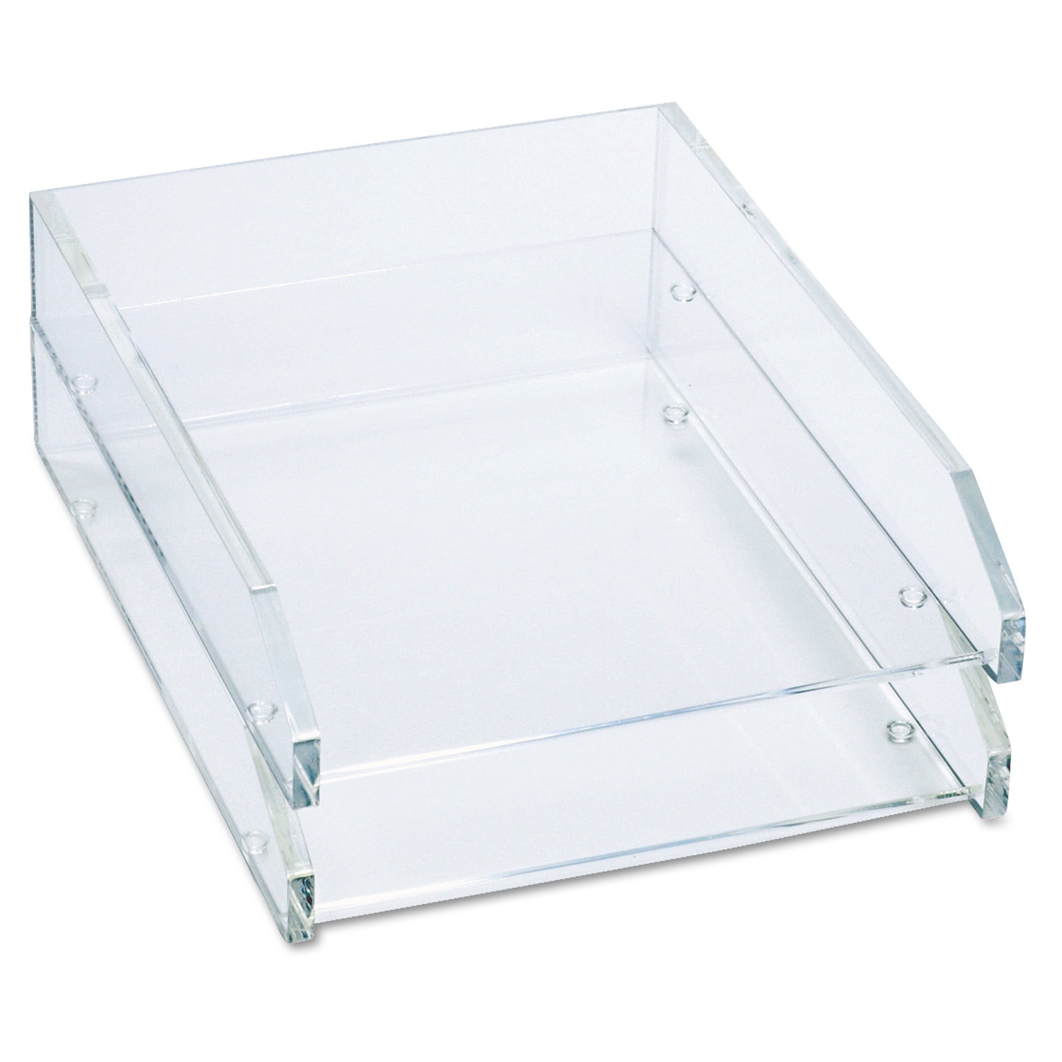 Vayla Acrylic Paper Tray With Drawer, 4-3/4”H x 12-1/2”W x 9-3/8”D, Clear/Gold