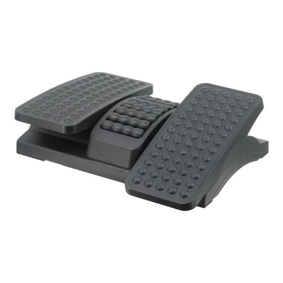 Kantek Exerciser Footrest with Massaging Rollers, Dual Platform, Height Adjustable, Black