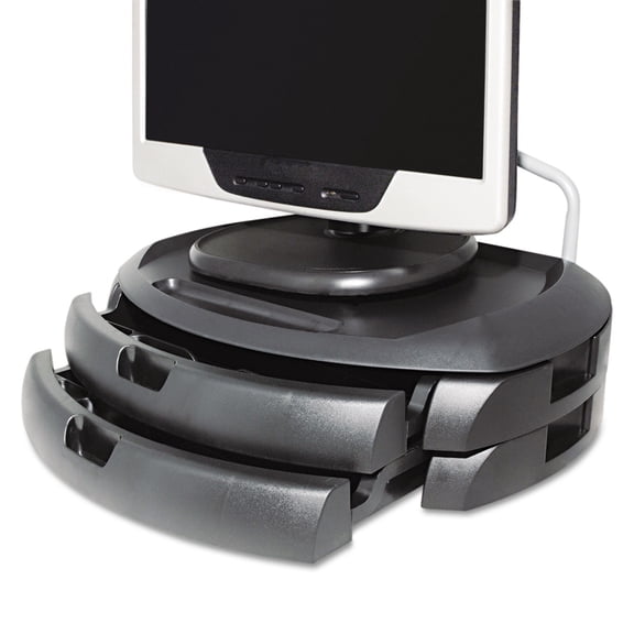 Kantek LCD Monitor Stand with 2 Drawers, 18 x 12 1/2 x 5, Black
