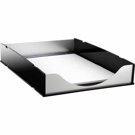Kantek Letter Tray, Black Acrylic and Aluminum, 13.25-inch x 10.25-inch x 2.25-inch