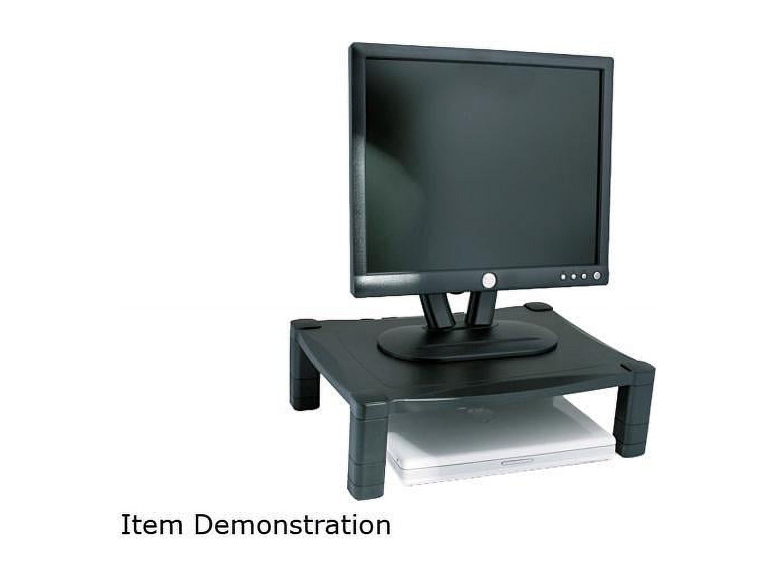 Black Adjustable Height Monitor Stand with Cable Management