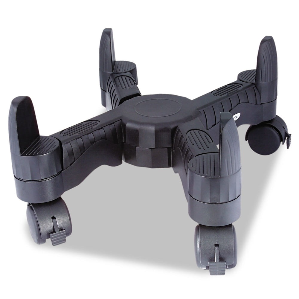 Black Adjustable Width Mobile CPU Stand with Locking Casters