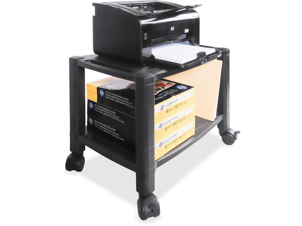 Black Adjustable 2-Shelf Mobile Printer Cart with Cable Management
