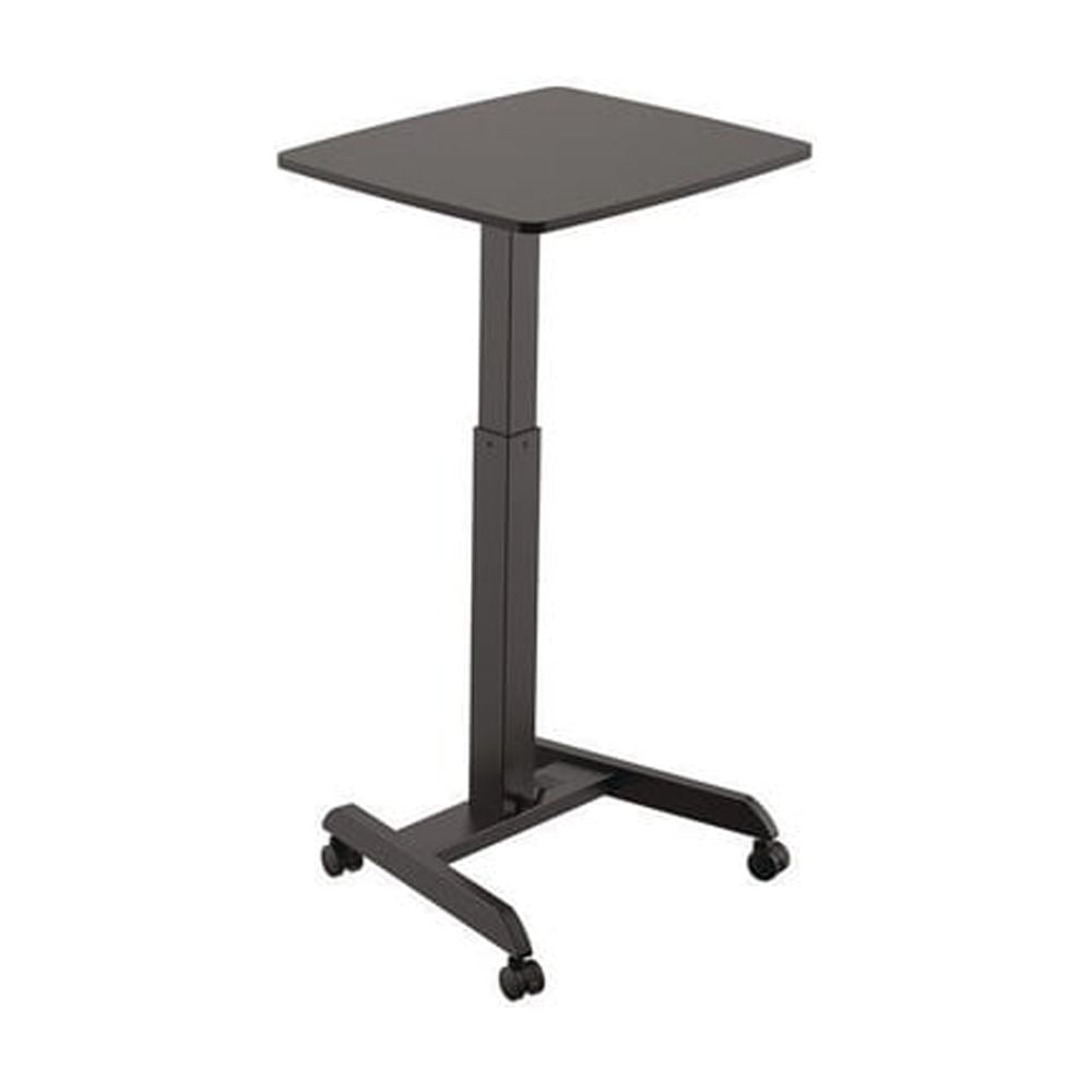 Adjustable Mobile Sit-Stand Desk in Black with Pneumatic Lift